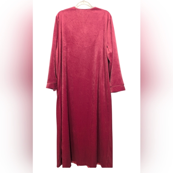 Cinema Etoile 1X Velour Embroidered Robe Red With Pockets & Zipper - Picture 2 of 15